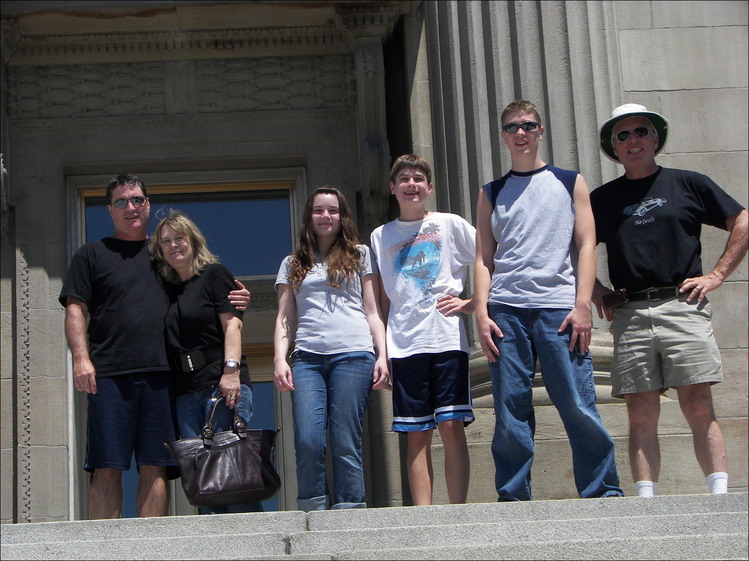 Top of capitol steps; L-R Joe, Barbara, Catherine, Jonathon, Daniel Bruton, & Bob